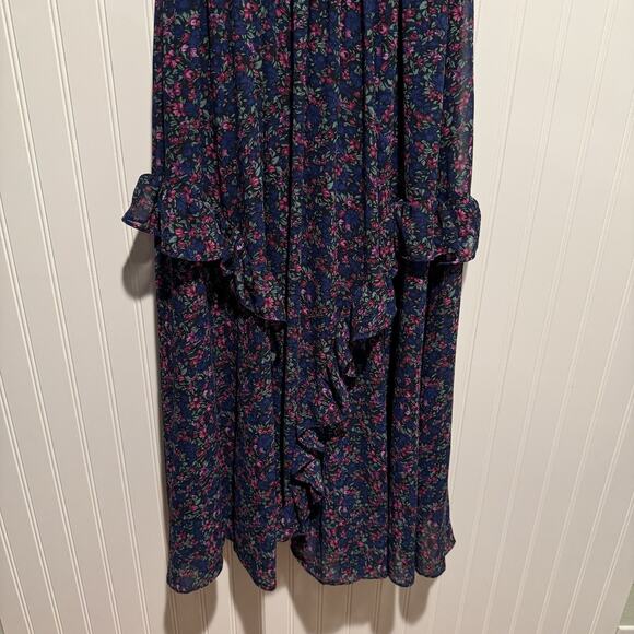 Lulus Evalina Blue Floral Mock Neck Midi Dress Size Small - Picture 3 of 8